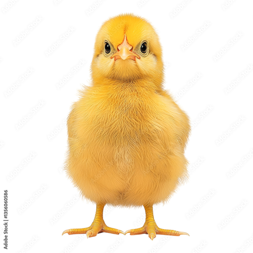 Obraz premium Cute Yellow Chick with Fluffy Feathers and Big Eyes