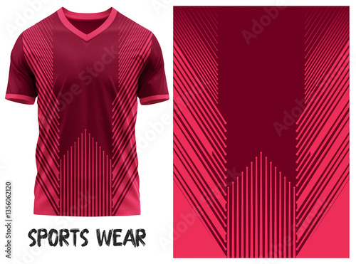T-shirt V-neck  Short sleeve. With knit jersey fabric and rib neck texture ( 3d rendered ) jersey design, jersey texture, sports wear, jersey design for Sublimation print
