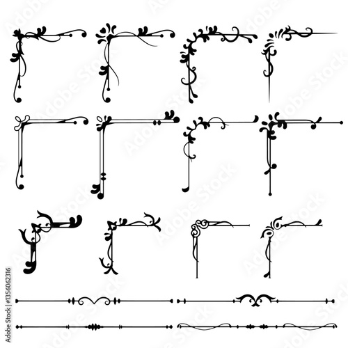 Elegant Ornamental Corner and Border Designs in Vintage Style
