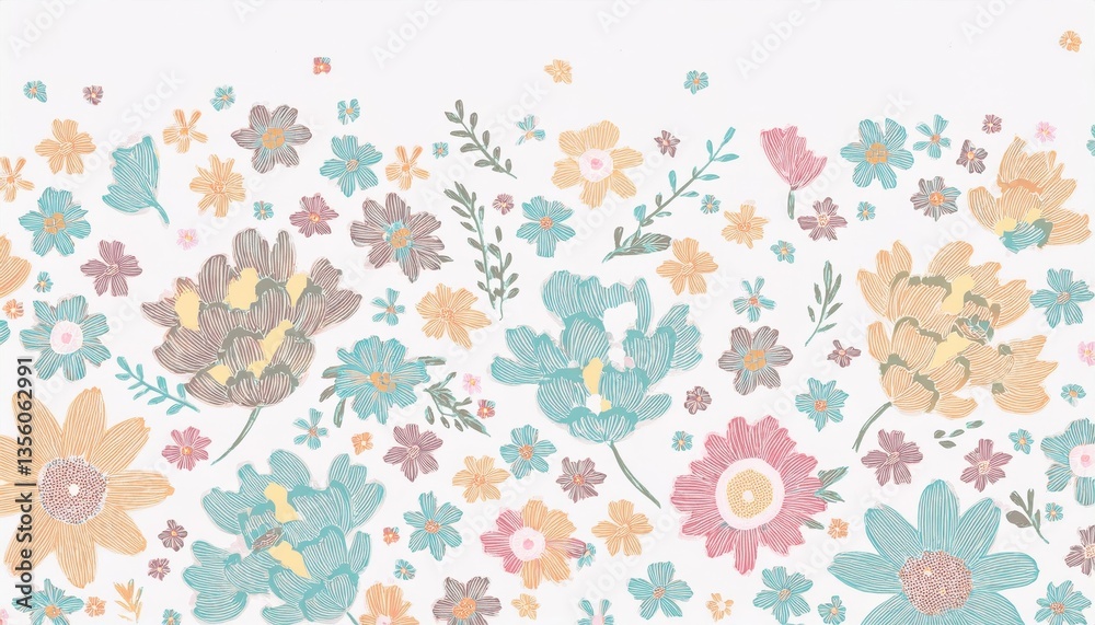 Floral seamless pattern. Pretty flowers on a white background. Floral seamless pattern. Pretty flowers on a white background.