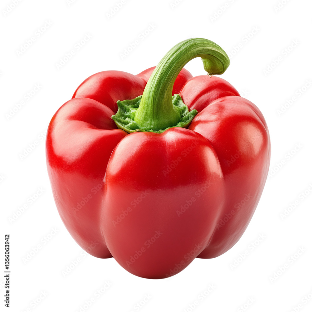 A fresh red bell pepper, isolated on white background . A fresh red bell pepper, isolated on white background .