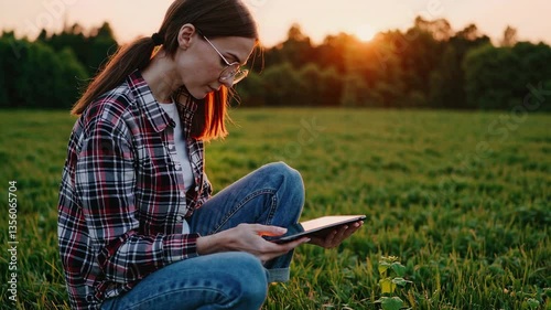 The Woman Enjoying Sunset Light
