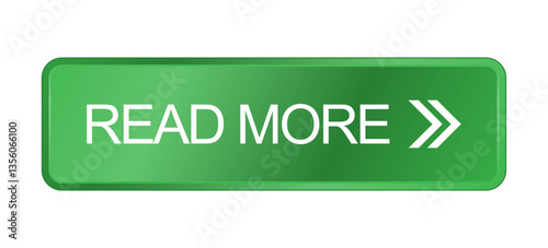 Read More button, Green rounded rectangle badge gradient text white color icon, Typography with arrow icon . for website or application to next page, vector isolated on white background 