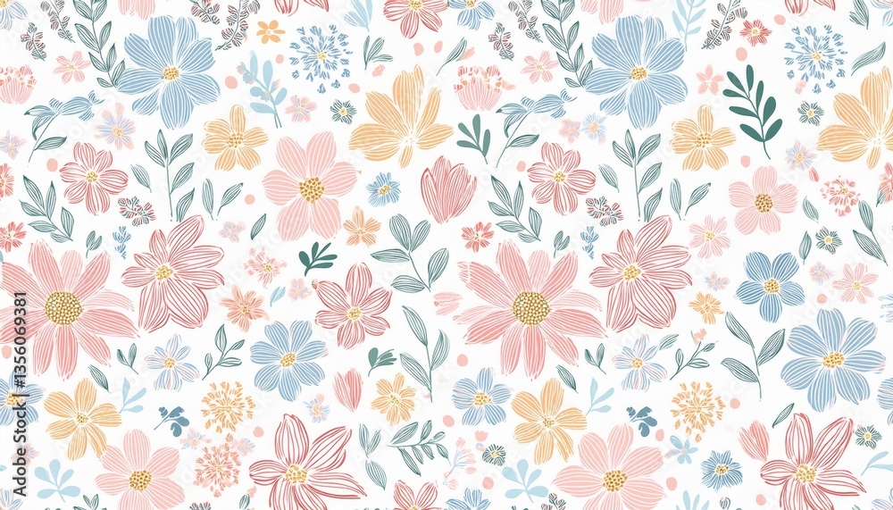 Floral seamless pattern. Pretty flowers on a white background. Floral seamless pattern. Pretty flowers on a white background.