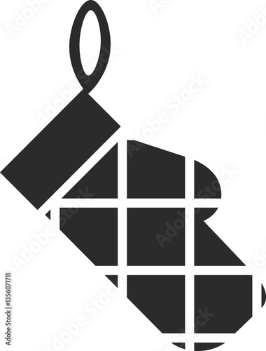 quilted oven glove kitchenware icon in dark grey and clear background editable vector illustration