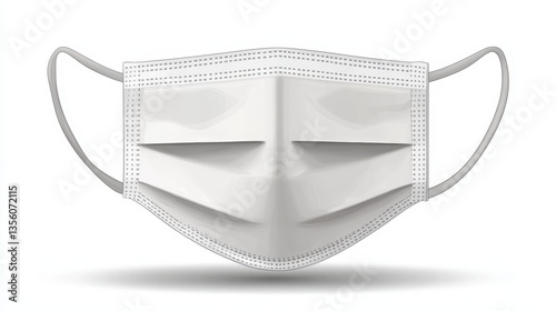 A simple icon of a medical mask, representing health protection and hygiene, only on a transparent white PNG  photo