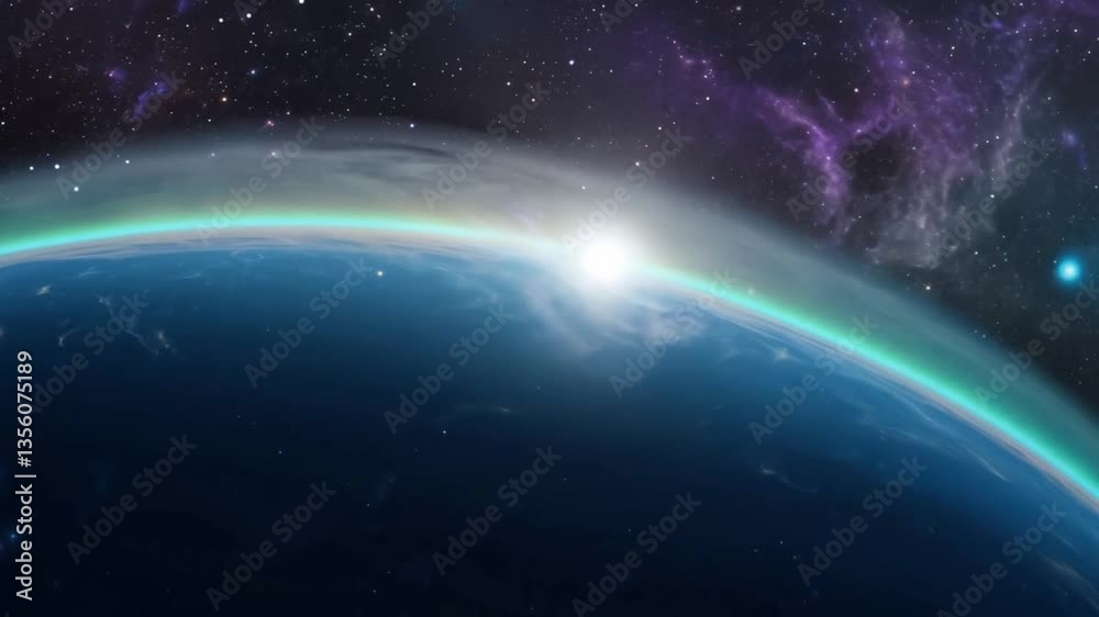 Planet with Shimmering Rings and Aurora Effects Planet with Shimmering Rings and Aurora Effects