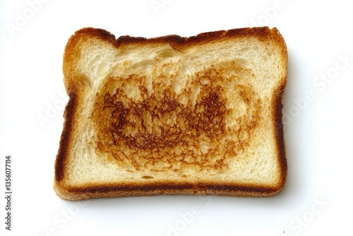 a beautifully toasted slice of toast on a white background. 
