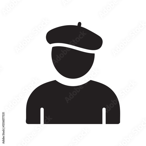 Artist icon vector illustration of person wearing beret hat creative design