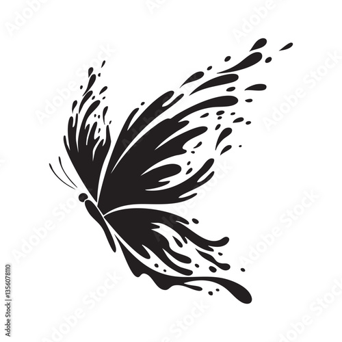 Butterfly ink splash vector design element illustration art drawing icon logo