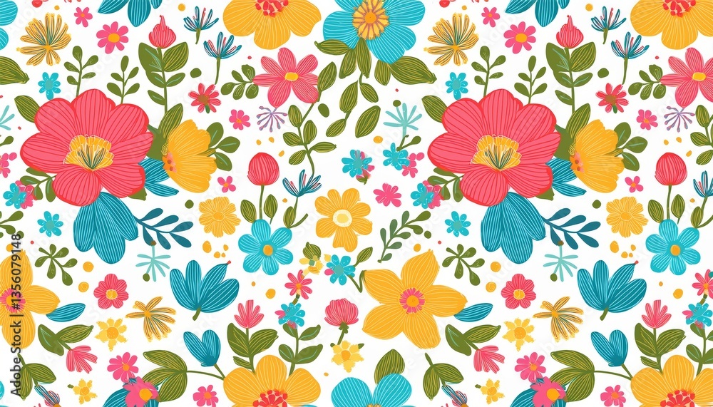 Floral seamless pattern. Pretty flowers on a white background. Floral seamless pattern. Pretty flowers on a white background.