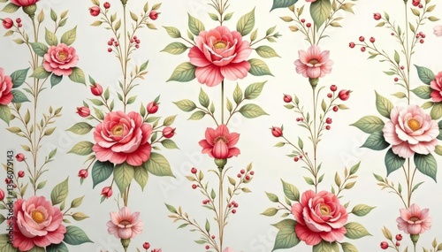Subtle floral damask, continuous elegant motif, flower, wallpaper, elegant
