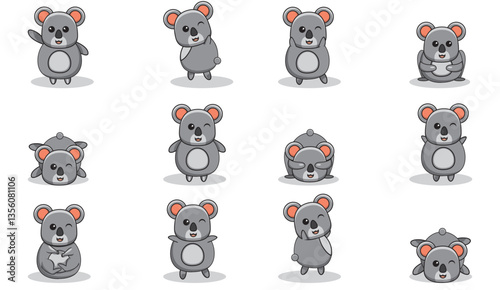a set of kola bear cartoons with various cute and funny styles vector illustration 