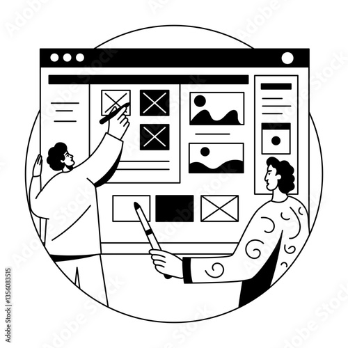Website Designers illustration in glyph style 