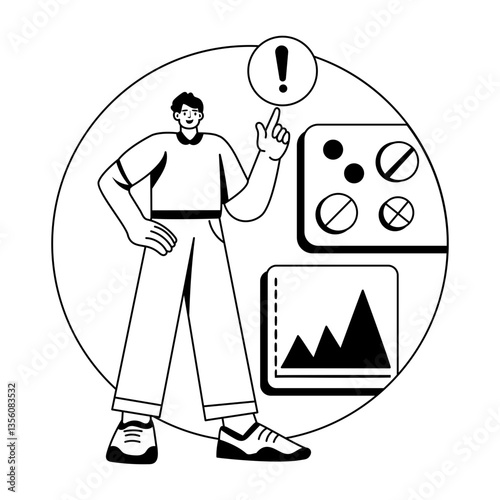 A glyph style illustration of a creative person 