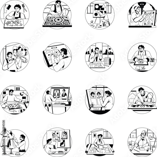 Collection of Glyph Creative Design Illustrations 