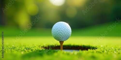 Wallpaper Mural Golf ball teetering, about to drop into the hole, macro, cup Torontodigital.ca
