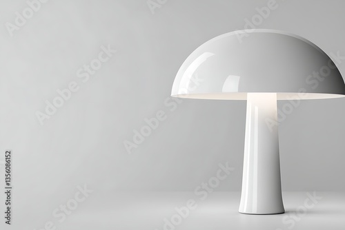 Modern white mushroom lamp on plain background