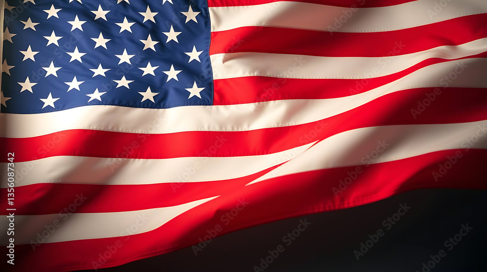 American flag background, exhibiting gentle soft light, diffused shadows, and subtle illumination. created by generative ai American flag background, exhibiting gentle soft light, diffused shadows, and subtle illumination. created by generative ai