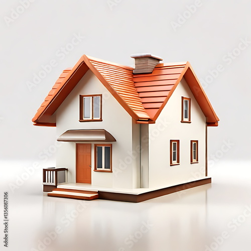 Minimalist 3D house icon in elegant modern style