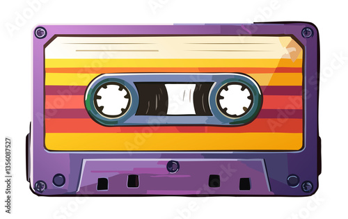 Retro Cassette Tape on Transparent Background