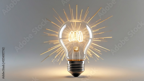 Modern 3D light bulb icon with illumination effect