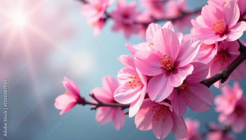Obraz premium Vibrant full bloom sakura, densely packed petals, repeating motif, japanese, petal, white