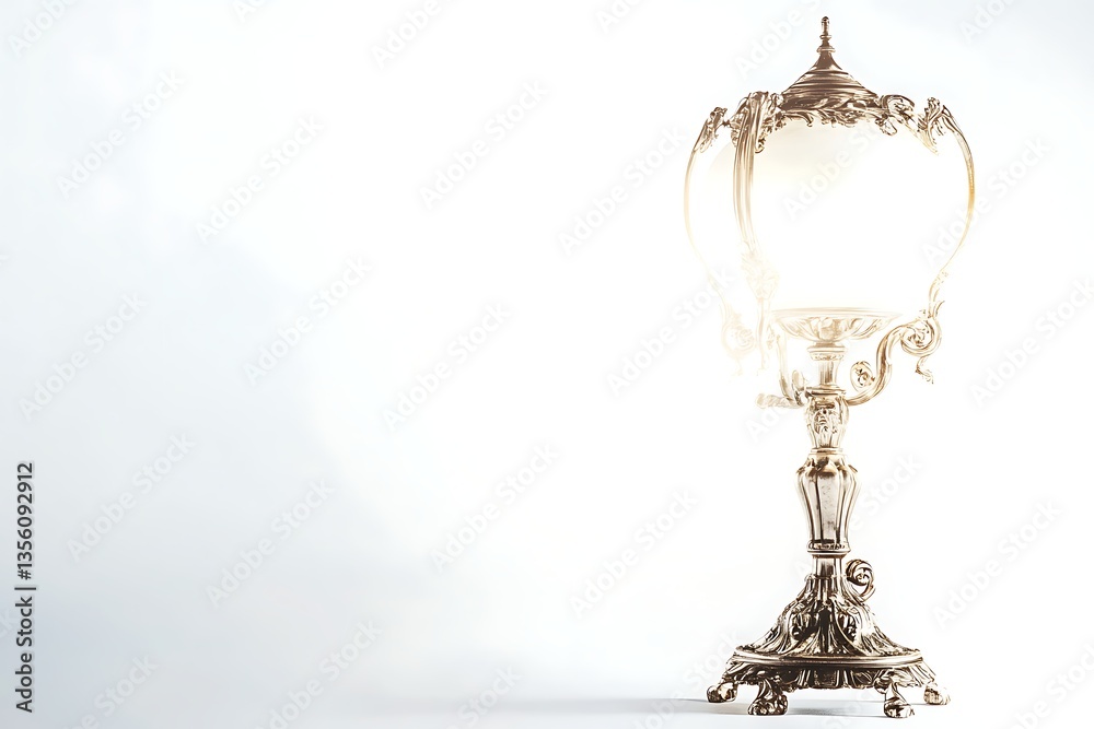 Obraz premium Ornate Silver Lamp on White Background