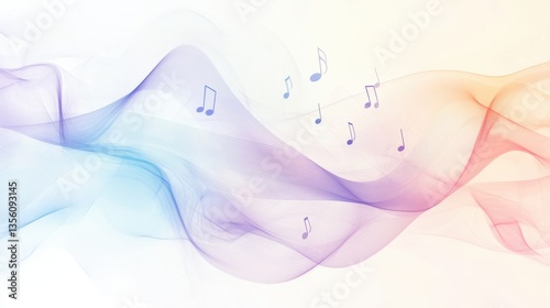 Abstract Musical Symphony: A mesmerizing visual symphony of colors and shapes, where flowing waves of blues, purples, and yellows dance across the scene, intertwined with musical notes.