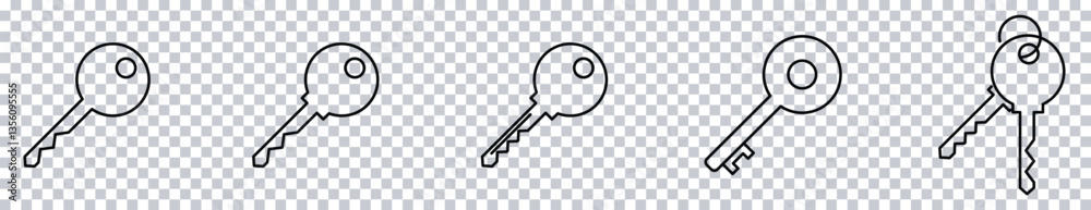 custom made wallpaper toronto digitalKey Icon Set – Outline Security, Access, and Password Symbols on Transparent Background.