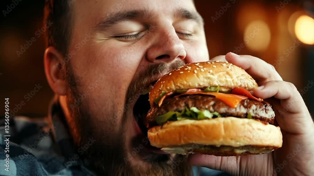 Man eating a hamburger