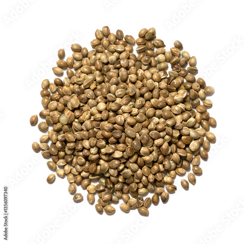 top view flat lay pile of hemp seed cutout