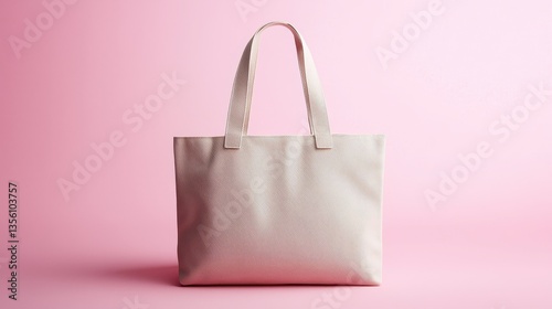 Simple and Clean Tote Bag on Soft Pink Background