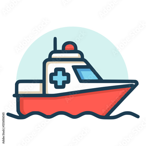 rescue boat safety lifesaver people flat color vector illustration template design