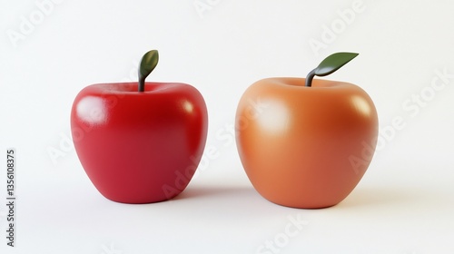 Red and orange apples, studio shot, white background, healthy food concept