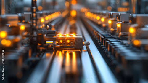 Wallpaper Mural A factory scene with many machines and a yellow object. The yellow object is surrounded by many other machines and is the center of attention. The scene is busy and industrial Torontodigital.ca