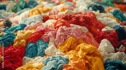 Colorful Fabric Pile in a Factory
