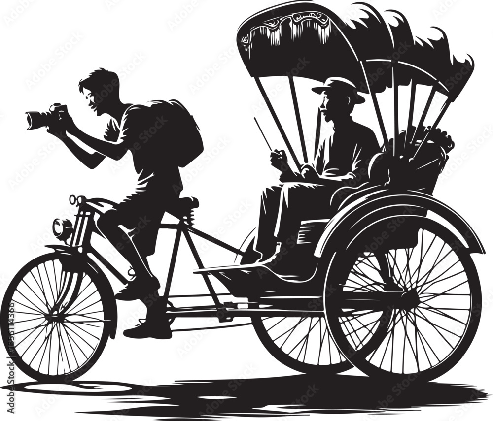 Obraz premium Rickshaw puller illustration