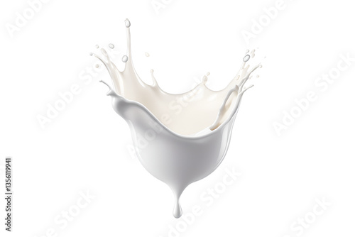 white milk splash, upward curve, creamy texture, white background, isolated, no background