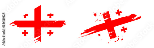 Vector illustration of Georgia flag in brush stroke effect on transparent background