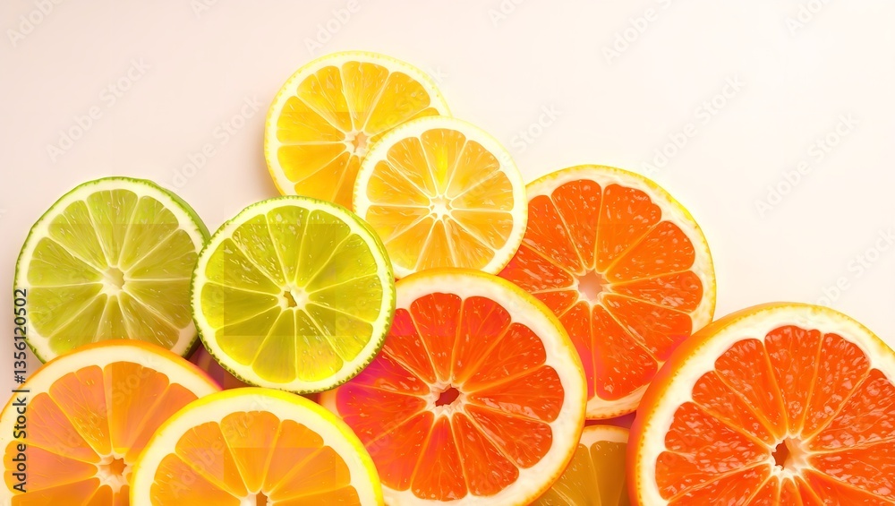 A vibrant and visually appealing arrangement of assorted fresh fruits A vibrant and visually appealing arrangement of assorted fresh fruits