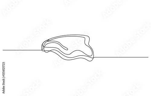 one line drawing Beef steak food icons, Continuous one line drawing of meat veal, pork, beef, one line drawing of grilled beef steak. Grilled steak on plate in single line draw illustration