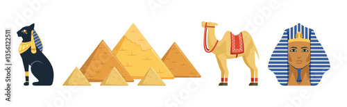 Egypt Symbols and Ancient Egyptian Object Vector Set