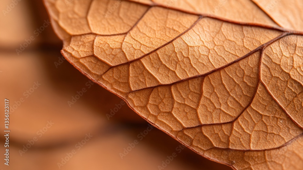 Fototapeta premium Brown dried leaf texture close-up