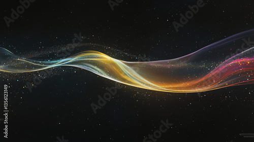Dynamic flowing light with vibrant transitions of blue, yellow, orange, and red on dark background