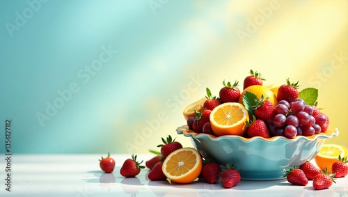 fruit salad in a glass bowl