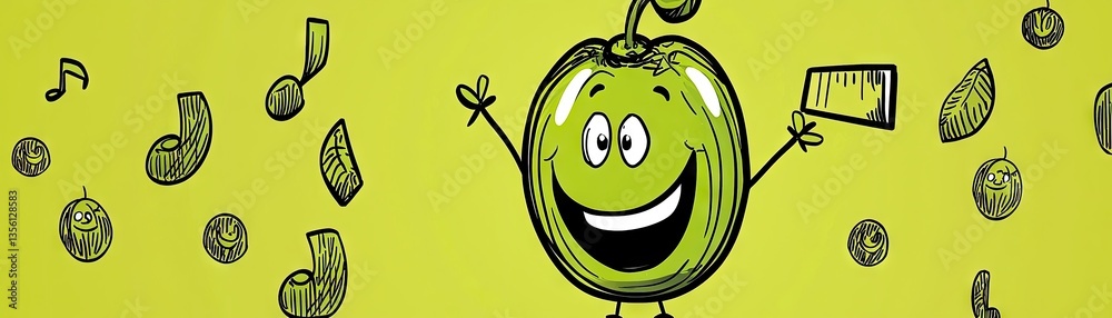 Obraz premium Happy fruit music background