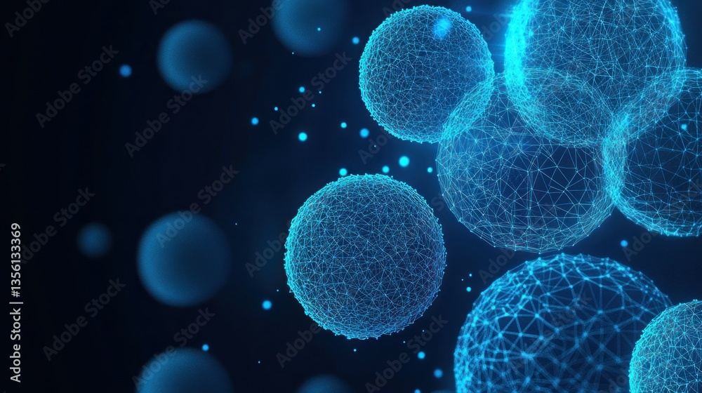 Abstract digital spheres in dark space Abstract digital spheres in dark space