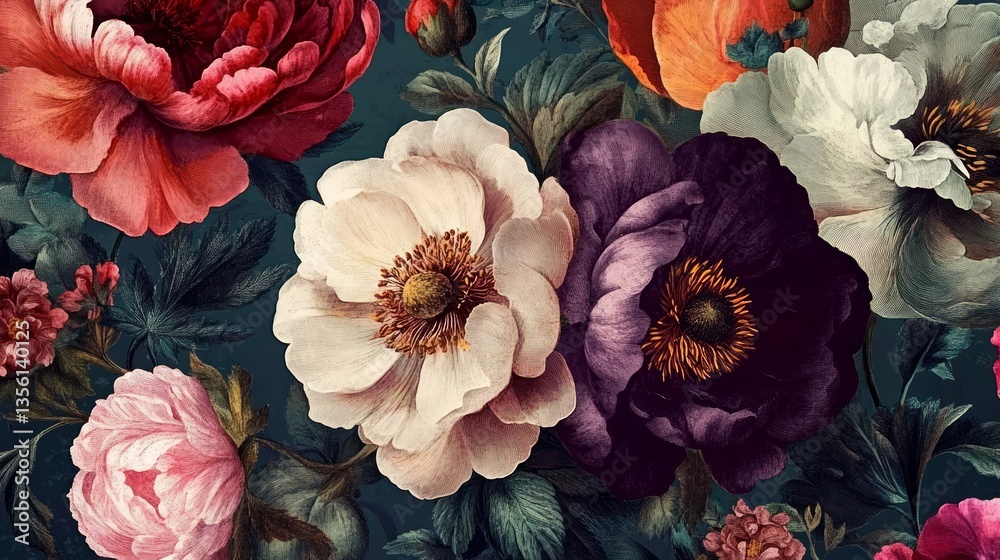 custom made wallpaper toronto digitalbeautiful fantasy vintage wallpaper botanical flower bunch, vintage motif for floral print digital background.