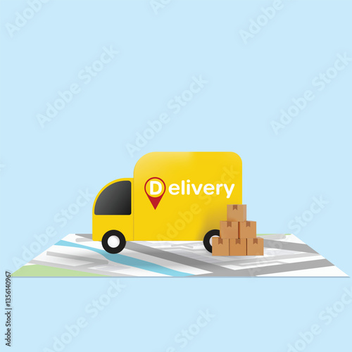 The concept of delivering parcels in the city to your home quickly